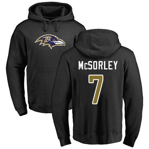Men Baltimore Ravens Black Trace McSorley Name and Number Logo NFL Football #7 Pullover Hoodie Sweatshirt->nfl t-shirts->Sports Accessory
